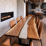 UTT Custom Live Edge Pearlwhite Resin Epoxy Table UTT96