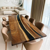 Live Edge Walnut Wood Black River Epoxy Table UTT81