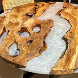 Custom Olive Silver Round Resin Epoxy Table in Texas