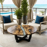 UTT Custom Olive Round Epoxy Table URT41
