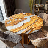 UTT Custom Olive Silver Round Resin Epoxy Table in Texas