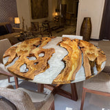 Olive Silver Round Resin Epoxy Table in Texas