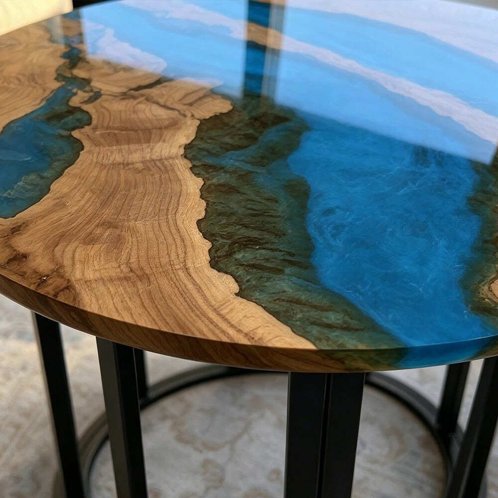 Olive Wood & Ocean Wave Epoxy Coffee Table URT57