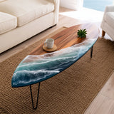 Oval Walnut Ocean Wave Epoxy Resin Coffee Table | URT65