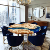 Poplar Blue Resin Round Epoxy Table URT35