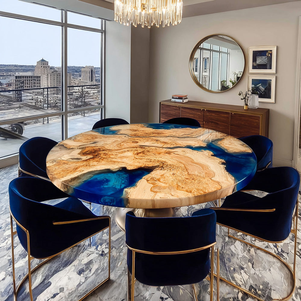 UTT Custom Poplar Resin Round Epoxy Table URT35