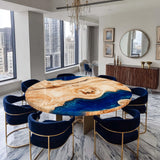 UTT Custom Poplar Blue Resin Round Epoxy Table 