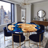 Poplar Blue Resin Round Epoxy Table 