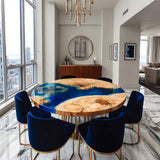 Poplar Blue Resin Round Epoxy Table 