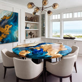 Poplar Ocean Wave Resin Round Epoxy Table