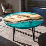 UTT Custom Poplar Round Sea Beach Resin Epoxy Table in Charleston