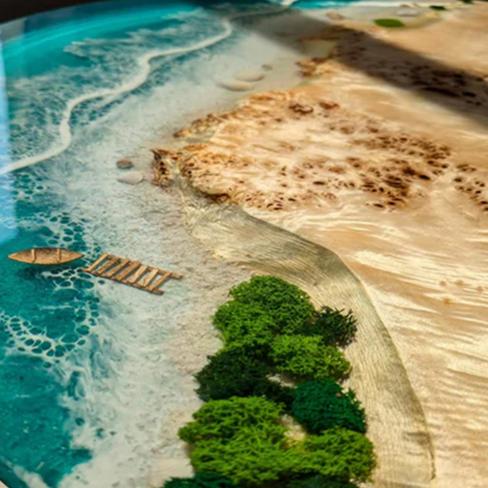 Poplar Round Sea Beach Resin Epoxy Table in Charleston