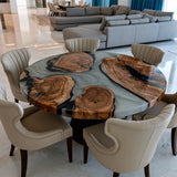 UTT Black Walnut & Smoky Grey Epoxy Dining Table | URT63