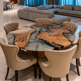 UTT Black Walnut & Smoky Grey Epoxy Dining Table | URT63
