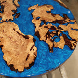 UTT Custom Blue Round Epoxy Table in New York
