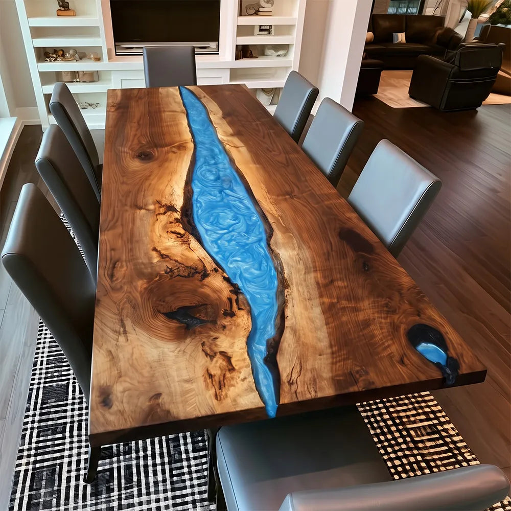 UTT Custom Solid Black Walnut Epoxy Table UTT103