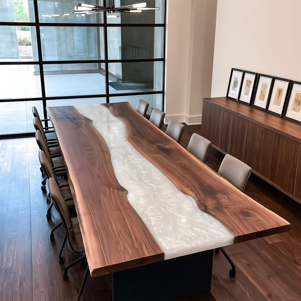 UTT Black Walnut Pearlwhite Epoxy Conference Table - CCT16