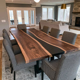 Live Edge Black Walnut Black River Epoxy Table UTT105