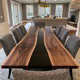 Custom Solid Live Edge Black Walnut Black River Epoxy Table UTT105