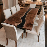 UTT Live Edge Walnut Black River Resin Epoxy Table UTT106