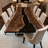 UTT Custom Solid Walnut Black River Resin Epoxy Table UTT106