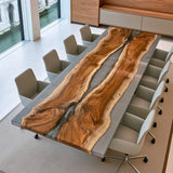Walnut Slab Gray Conference Epoxy Table UTT109