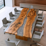 UTT Walnut Slab Gray Conference Epoxy Table UTT109