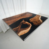 Square Walnut Black Resin Epoxy Table UTTS13