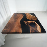 Square Walnut Black Resin Epoxy Table 