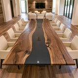 Walnut Black River Conference Epoxy Table CCT08