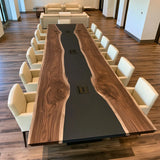 Custom Walnut Black River Conference Epoxy Table CCT08
