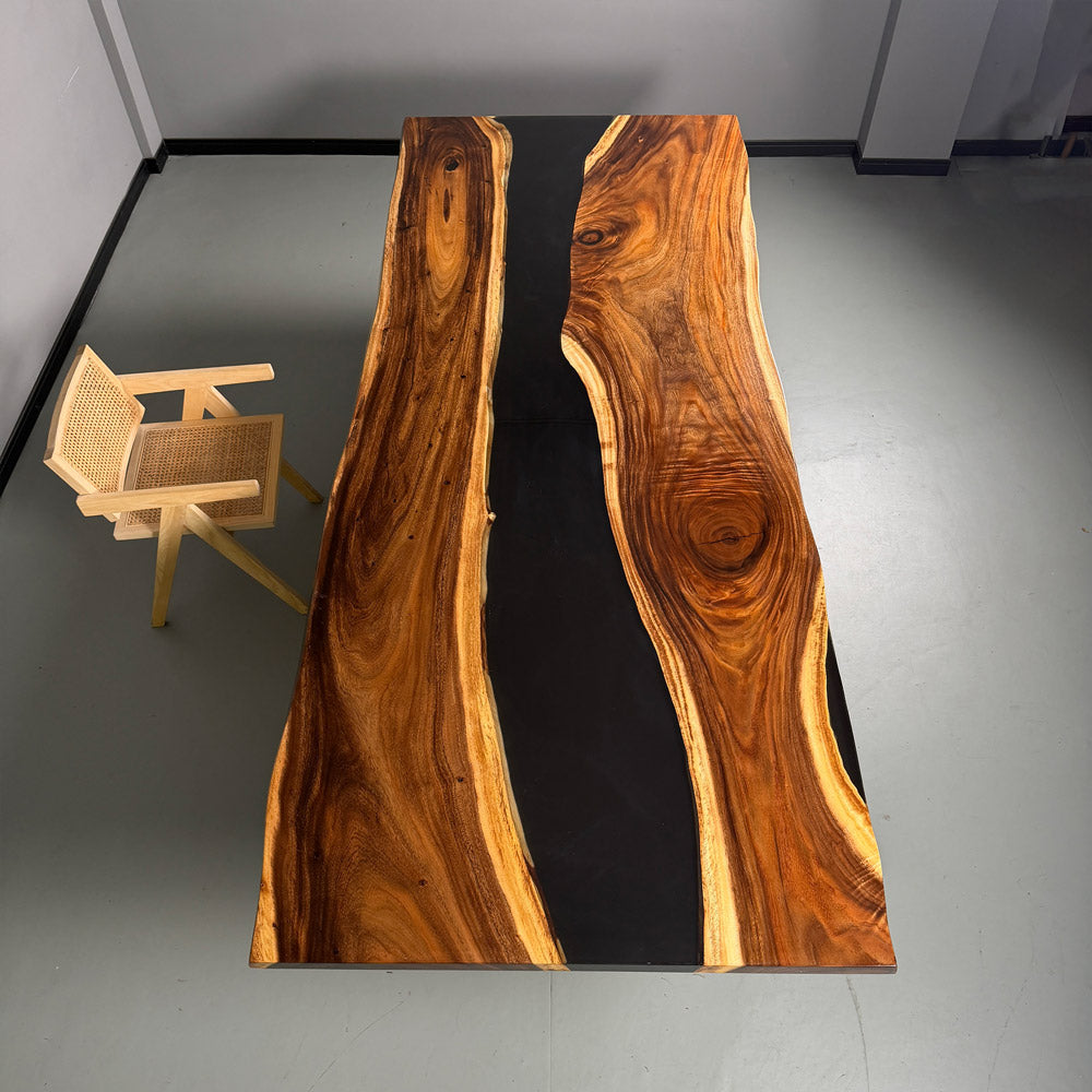 Custom Walnut Black River Epoxy Tabletop