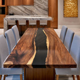 UTT Custom Walnut Black River Resin Epoxy Table