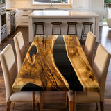 Walnut Black River Straight-Beveled Edge Epoxy Table UTT93