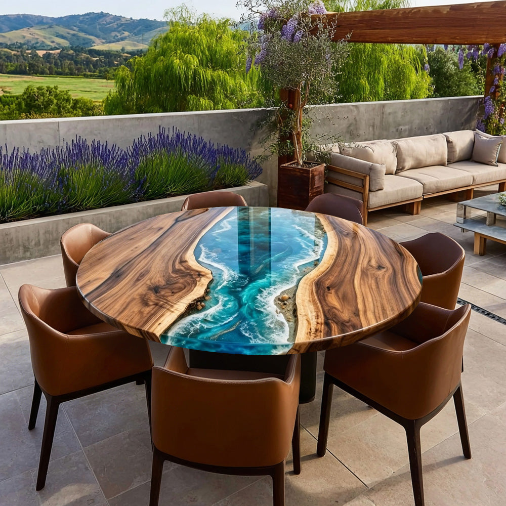 Walnut Epoxy Round Table