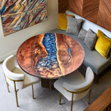 Walnut Blue River Epoxy Round Table URT44