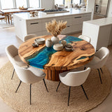 UTT Custom Walnut  Round Epoxy Table URT37