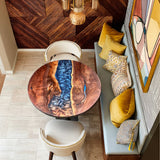 UTT Custom Walnut River Epoxy Round Table 