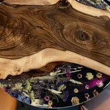 Floral Black Resin Round Epoxy Table in New York