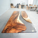 Walnut Gray Transparent Resin Epoxy Table