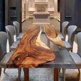 Custom Walnut Gray Transparent Resin Epoxy Table UTT83