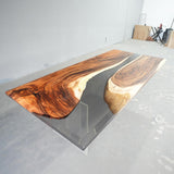 Walnut Gray Transparent Resin Epoxy Table 