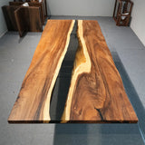 UTT Walnut Transparent Black River Epoxy Table UTT99