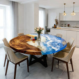 UTT Custom Seawave Resin Round Epoxy Table in Miami