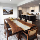 Walnut White Live Edge River Epoxy Table 