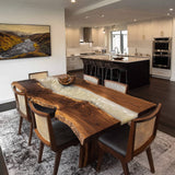 Custom Walnut White Live Edge River Epoxy Table 