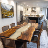 Walnut White Live Edge River Epoxy Table 
