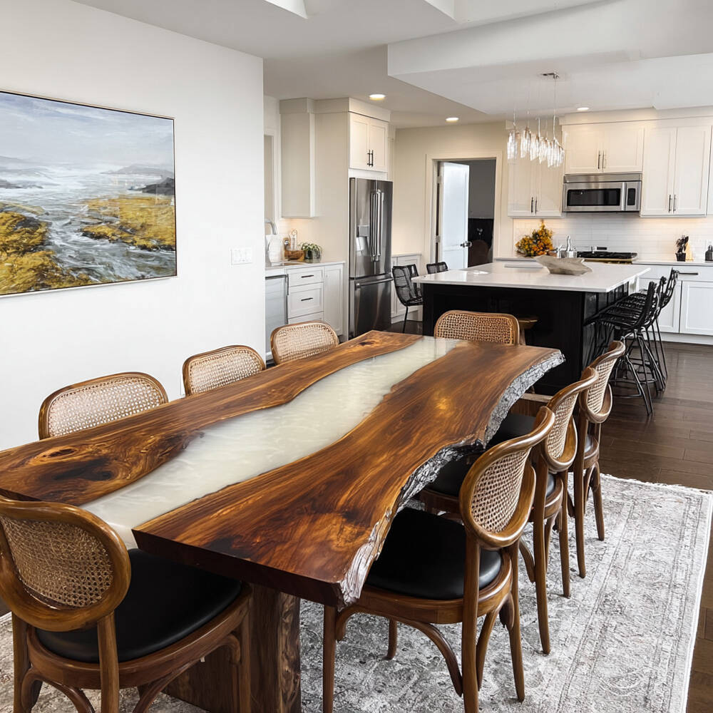 Custom Walnut White River Epoxy Table UTT71