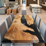 UTT Custom Walnut Wood Black Resin Epoxy Tabletop