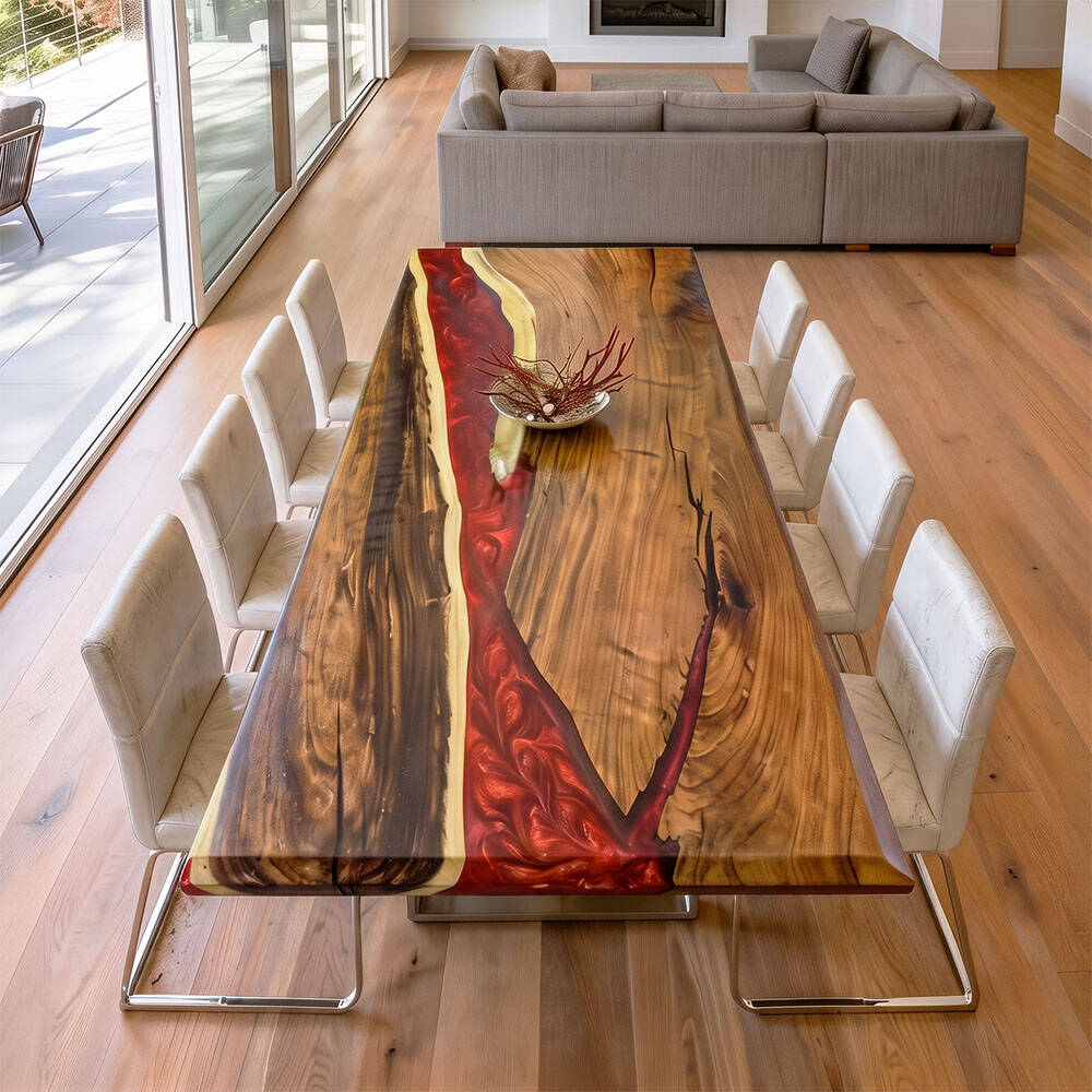 Walnut Wood Red River Epoxy Table UTT100